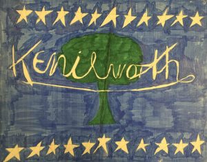Artwork of Kenilworth Flag with stars lining the top and bottom and a tree in the middle